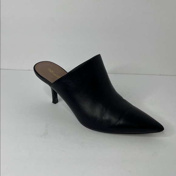 Diane Von Furstenberg Black Leather Pointed Toe Mules Sz 8 - Picture 2 of 7